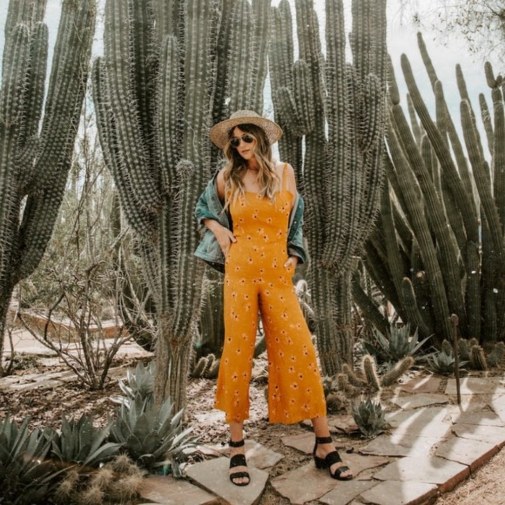 Faithfull the Brand tie back wide leg floral jumpsuit